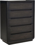 Coaster Home Furnishings - Leandro - Wood - 5-Drawer Chest with Recessed Pulls, Felt-Lined Top and Fully Enclosed Storage - Bedroom - Burnished Black - 222495