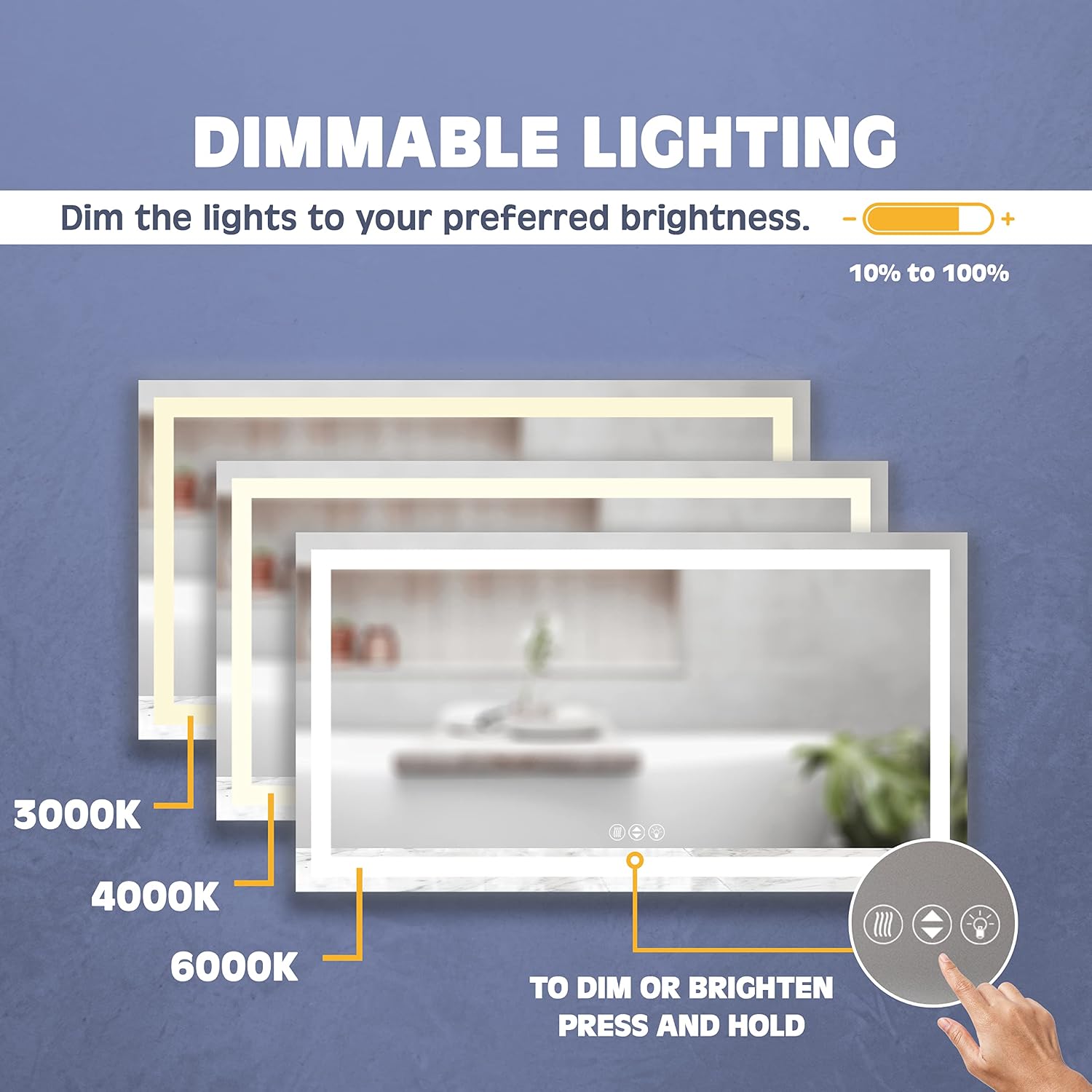 Prominence Home Luxury LED Bathroom/Wall Mirror with Front and Back Light, Anti-Fog, Shatter-Resistant and Adjustable Light Settings, 55 in x 30 in