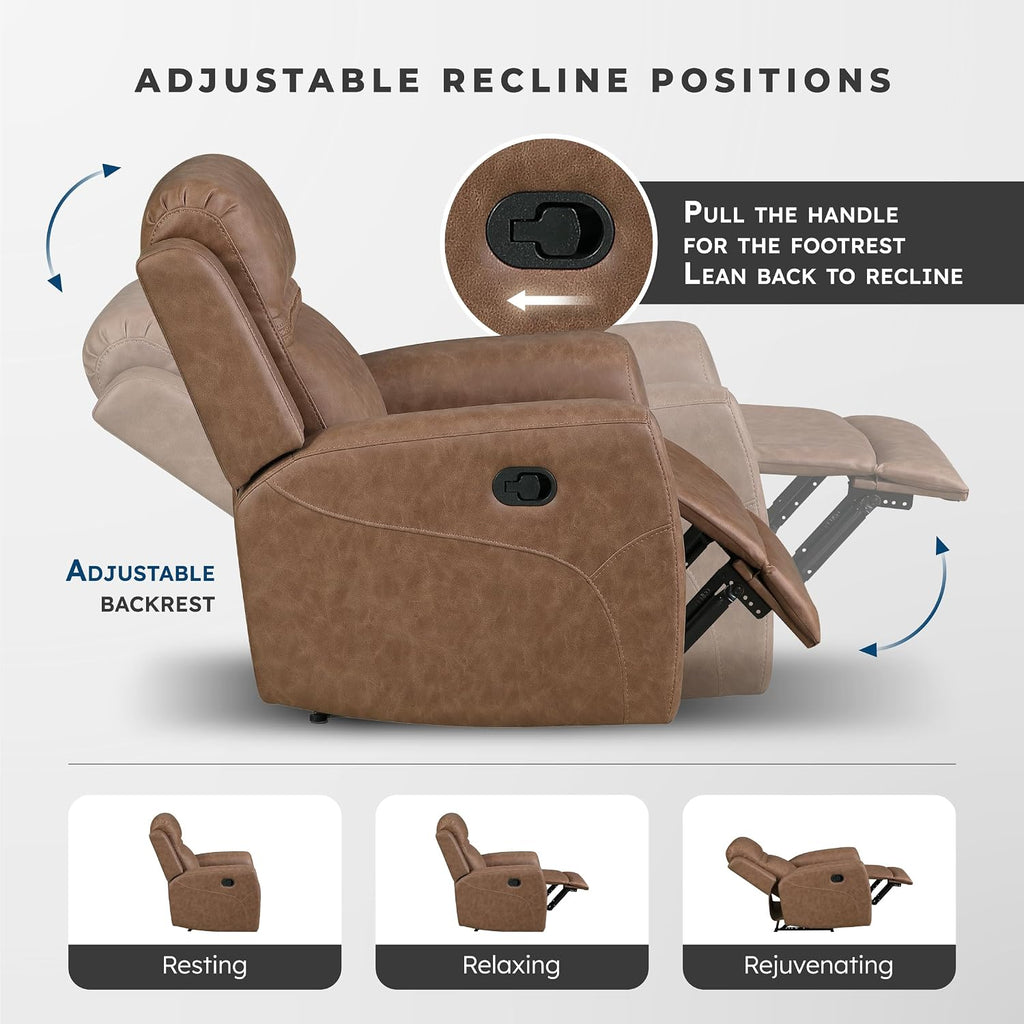 Lexicon 85' W Manual Double Reclining Sofa - Polished Microfiber Wall Hugger Manual 3 Seater Recliner Couch, Comfort Armrests, for Living Room, Home Theater, Easy Assembly, Brown