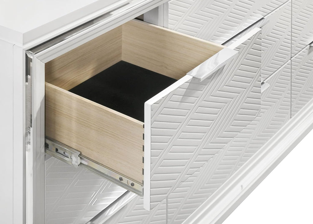 Coaster Home Furnishings Marmore Contemporary 64-inch 9-Drawer Bedroom Dresser Clothing Storage Cabinet Wide Chest of Drawers Organizer Unit White 224963