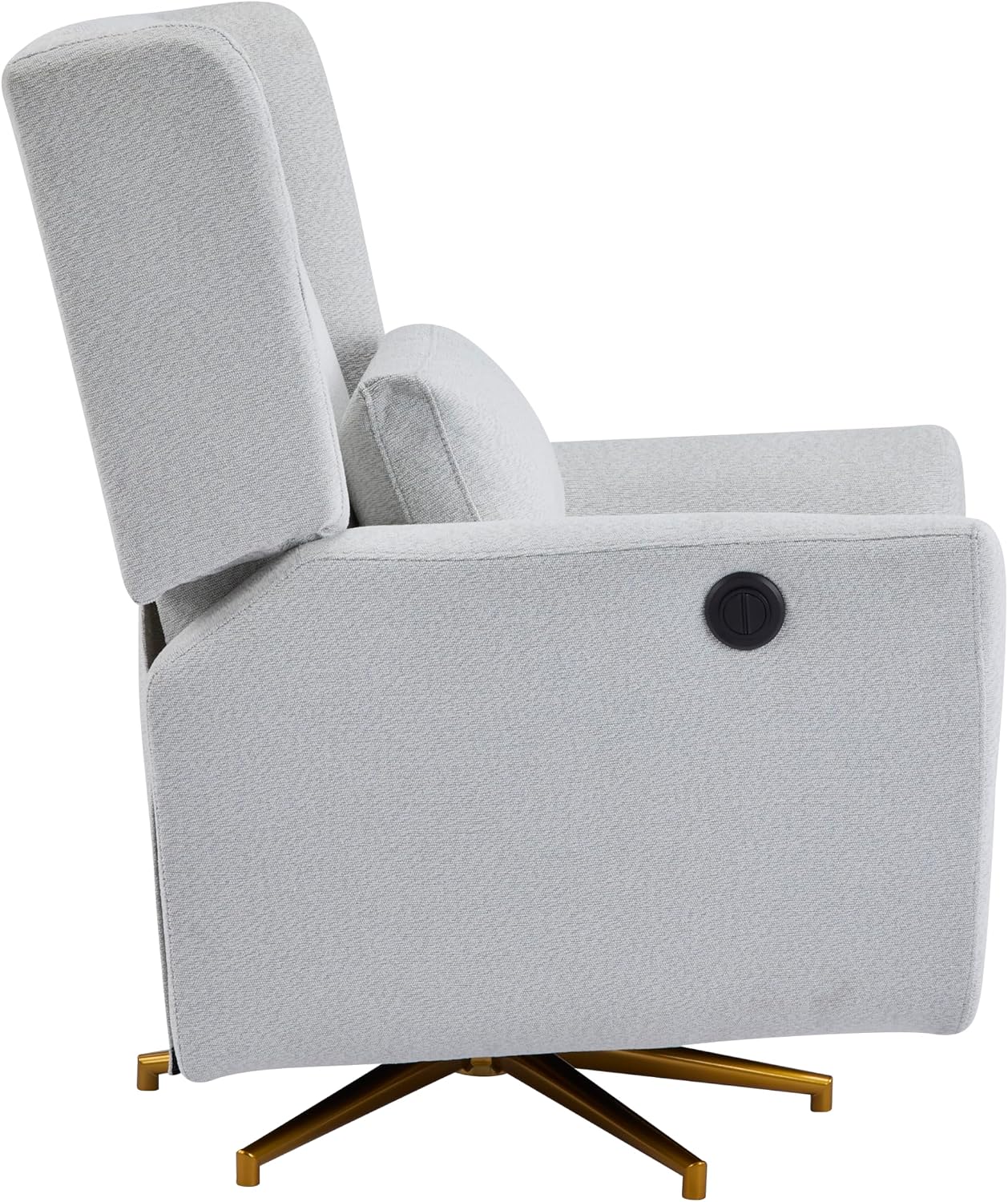 Christopher Knight Home Dolia Fabric Upholstered 360° Swivel Chair, Push-Back Power Recliner Chair, Iron Recliner Sofa with Rotation, Living Room Lounge Sofa, Adjustable Backrest, Gold + Light Grey