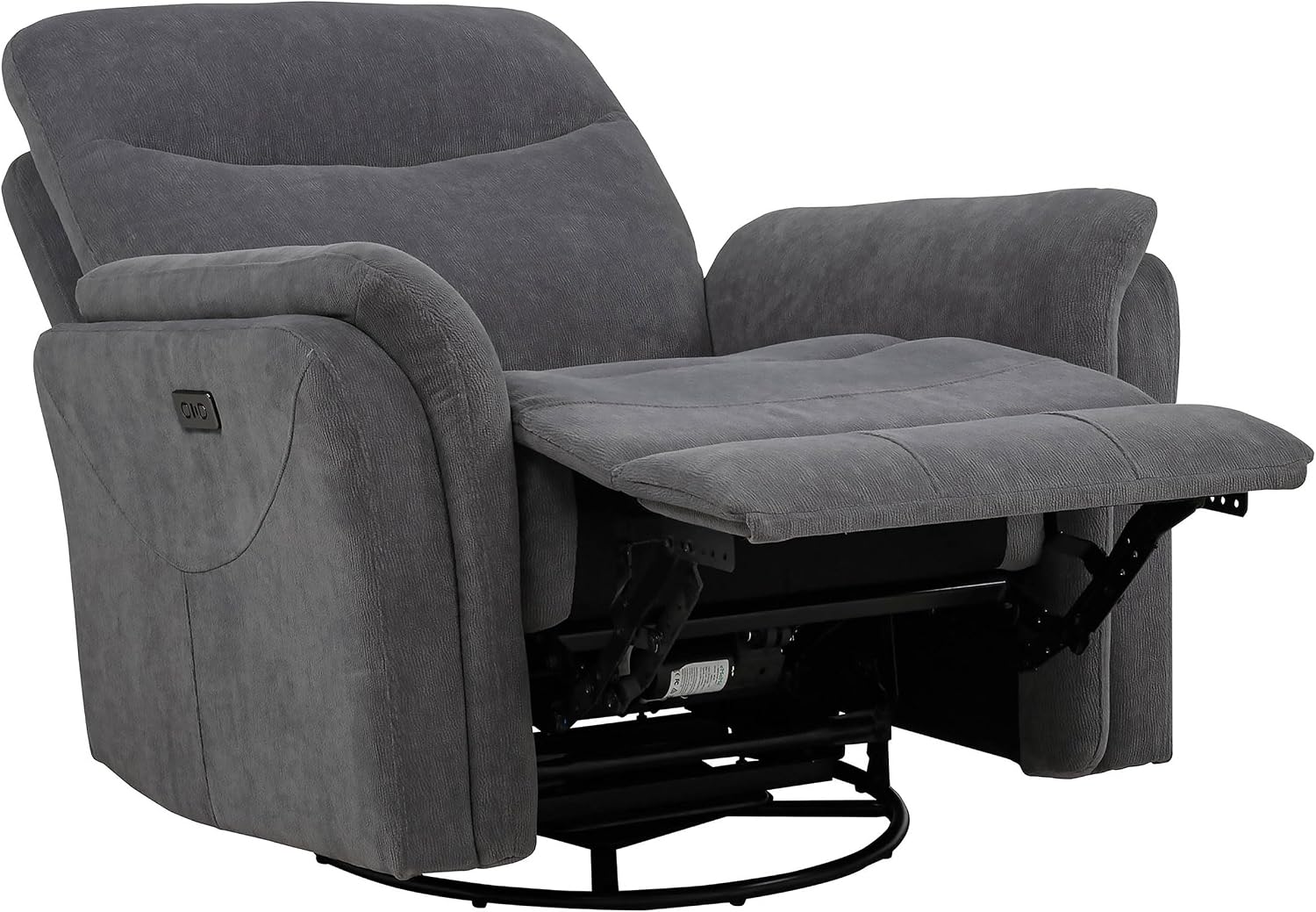 Coaster Home Furnishings - Adler - Upholstered Power Swivel Glider Recliner with Built-in Control Panel, Dual USB Ports, Foam Cushion and Transitional Style - Living Room - Charcoal Grey - 610443P