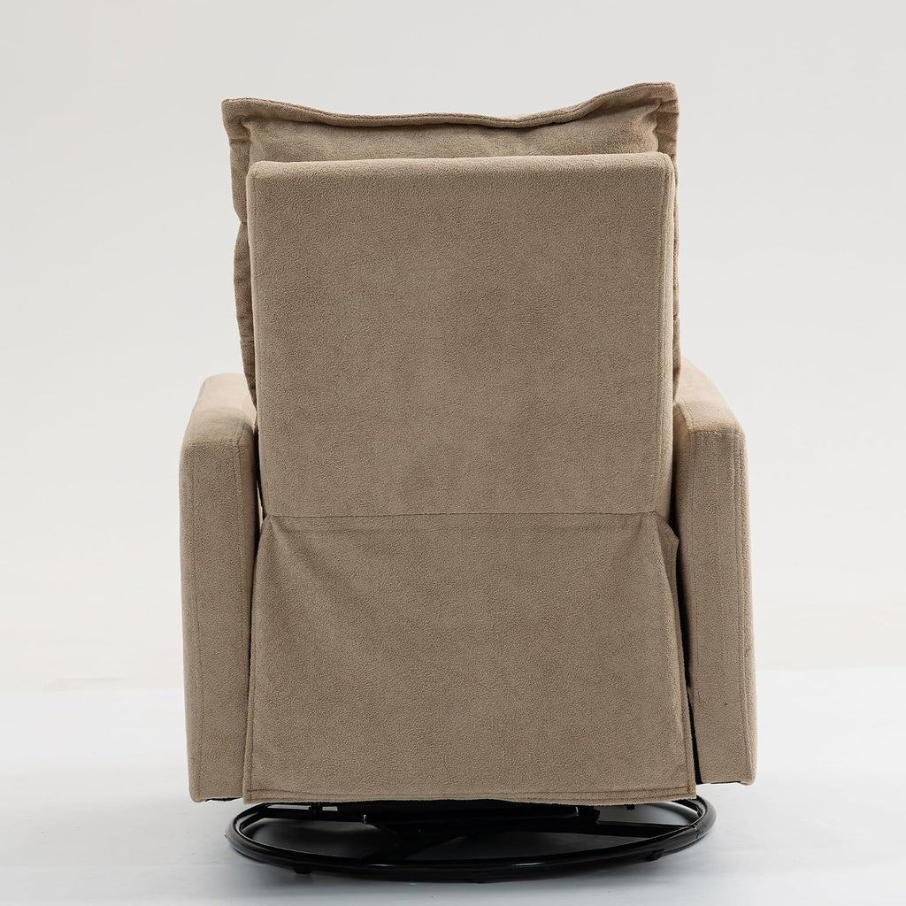 ERYE Modern Manual Reclining Chair Lovely Swivel Glider Rocker Chair for Living Room Bedroom Studio, Manual Recliner Armchair 360° Swivel Boucle Upholstered Nursery Armchair