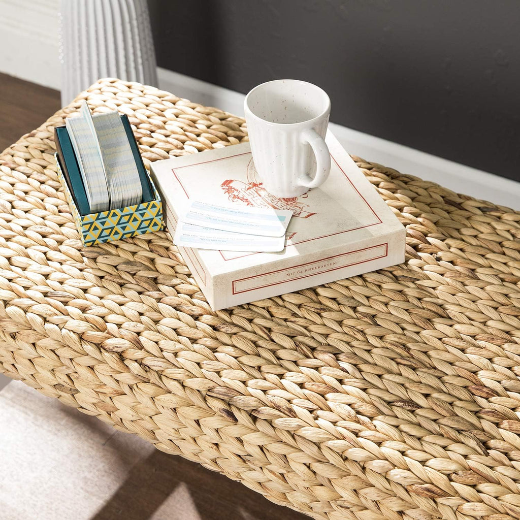 SEI Furniture Woven Coffee Table Bench, White