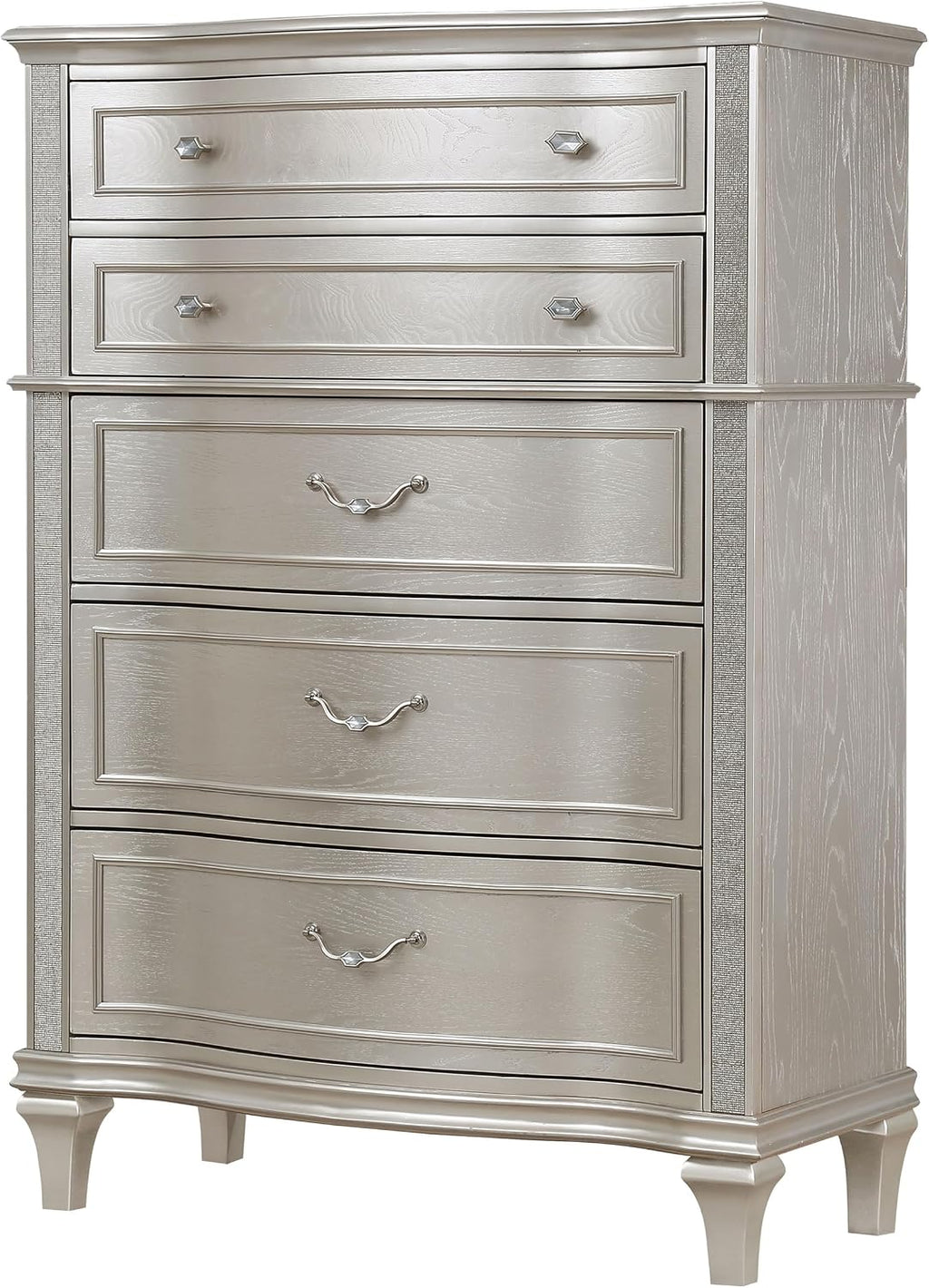 Coaster Home Furnishings - Evangeline - Wood - 6-Drawer Chest with Hexagonal-Shaped Knobs and Felt-Lined Drawer - Bedroom - Modern Classic - Silver Oak - 223395