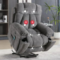 Phoenix Home Large Power Lift Recliner Chair with Massage and Heat for Elderly, Overstuffed Wide Recliners with 2 Cup Holders, Side Pocket and USB Port, Dark Gray