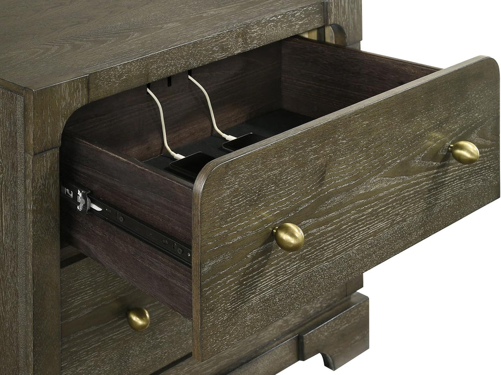 Coaster Home Furnishings Gran Park Modern Classic Wood 2-Drawer Bedroom Nightstand Bedside Table Organizer Unit Dark Cocoa 224932