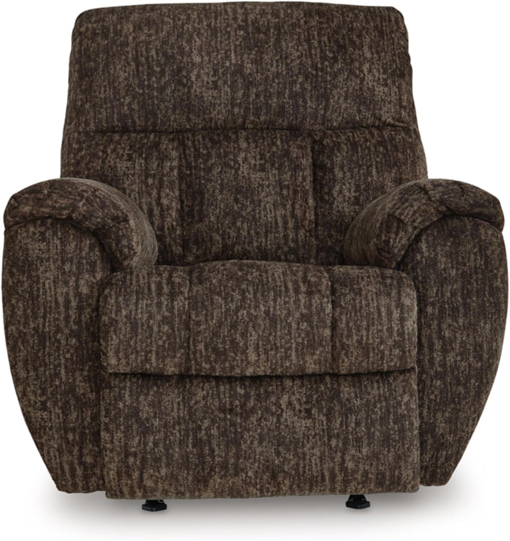 Signature Design by Ashley RiverCam Oversized Recliner Chair, Manual Rocker, Pillow-Top Arms and Polyester Fabric, Ideal for Living Room and Nursery, Chocolate Brown, 38' W