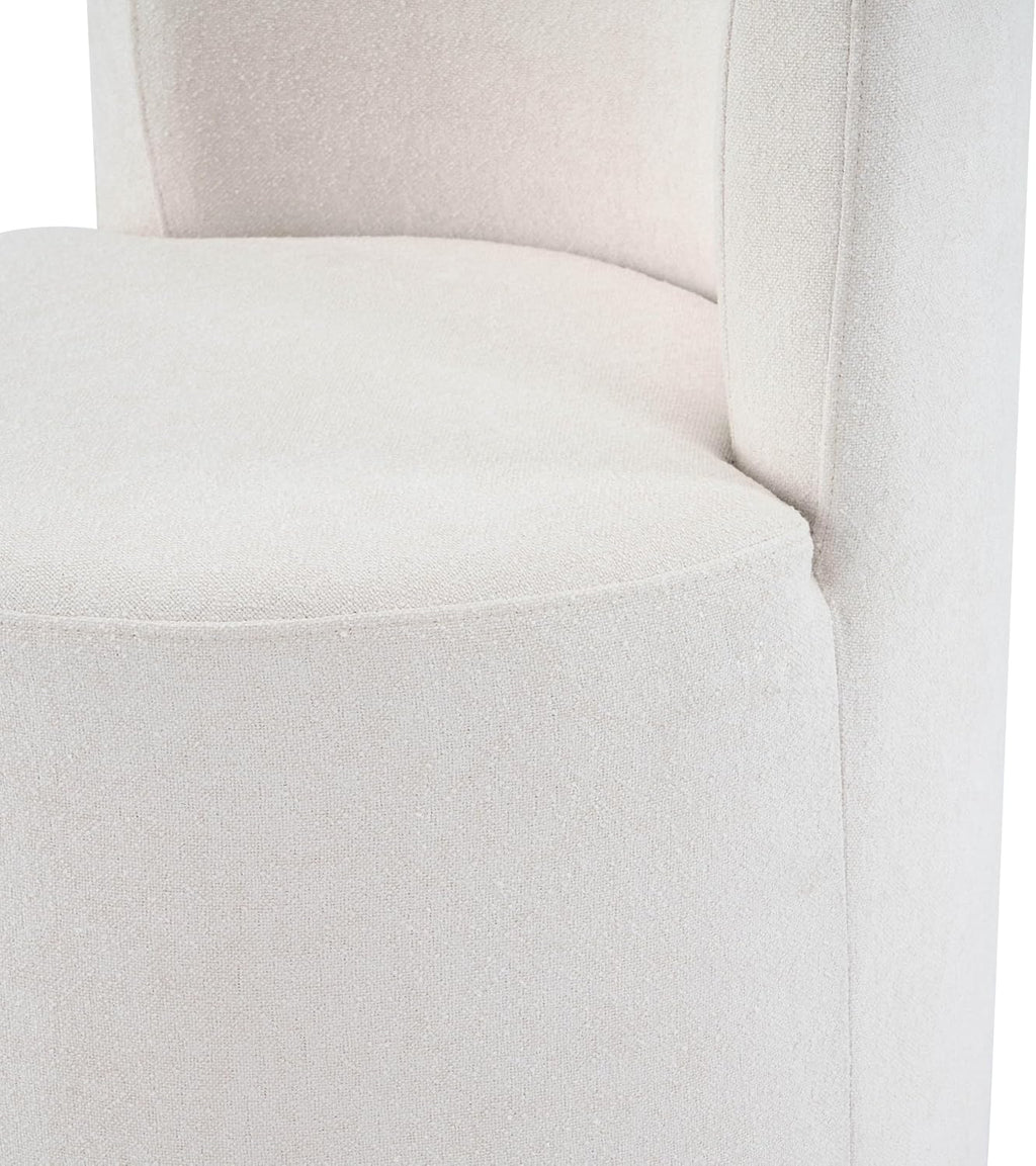 Christopher Knight Home Silla Modern Upholstered 360° Swivel Accent Chair, Wooden Living Room Slipper Chair with Rotation, Comfy Reading Chair for Bedroom, Light Beige