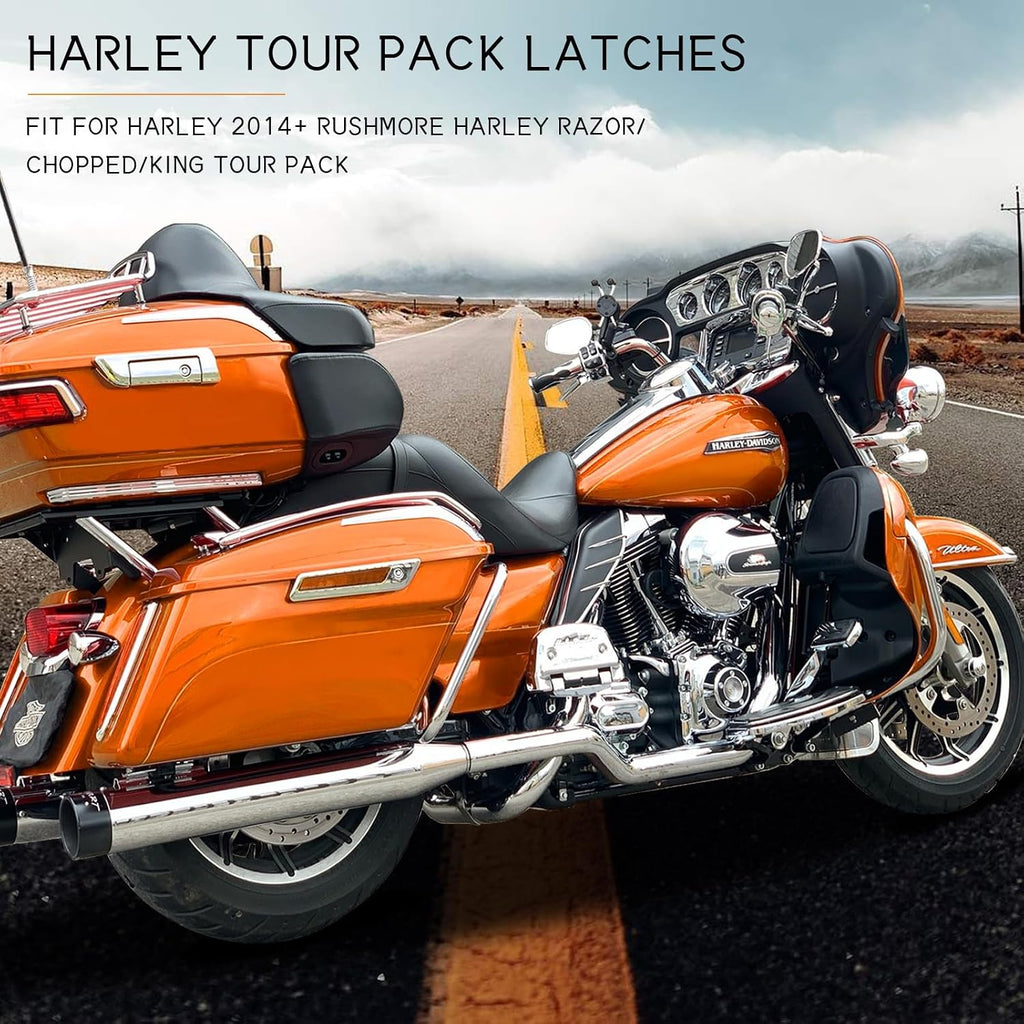 Tour Pack Latches Amber Whisky,Tour Pack Trunk Lid Latch with Keys Fit for Harley Touring/Road King/Road Glide/Street Glide/Electra Glide/Ultra-Classic 2014+