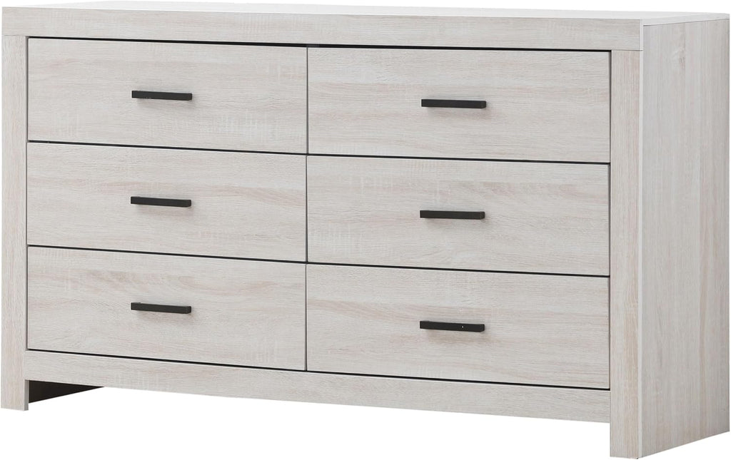Coaster Home Furnishings Brantford Farmhouse 59-inch 6-Drawer Bedroom Dresser Clothing Storage Cabinet Wide Chest of Drawers Organizer Unit Coastal White 207053