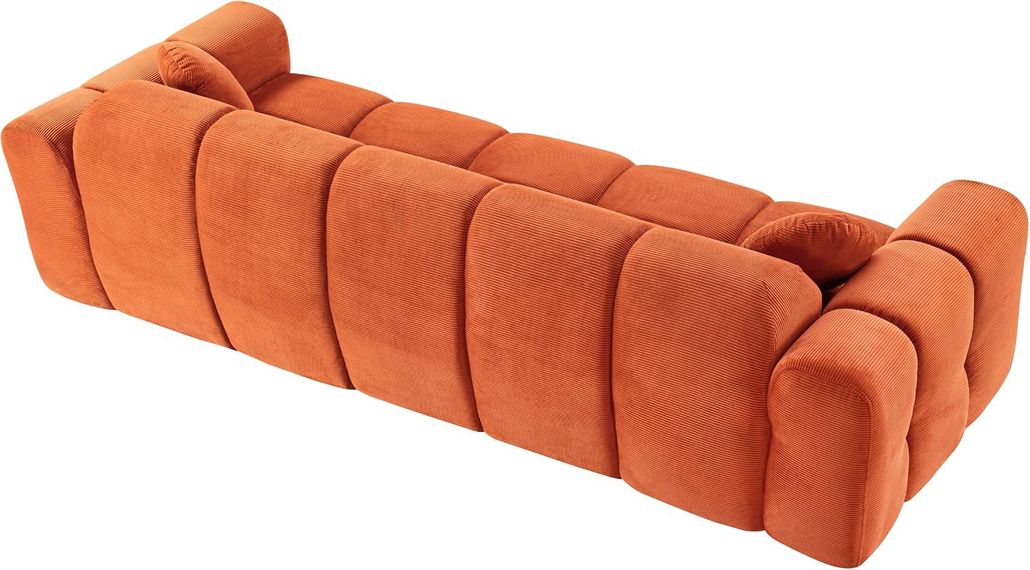 98.4-Inch Oversized Boneless Cloud Couches Deep Seat Foam Sofa Couch with 2 Round Toss Pillows, Luxury Corduroy Upholstered 3 Seat Tufted Loveseat, Cloud Sofa in a Box