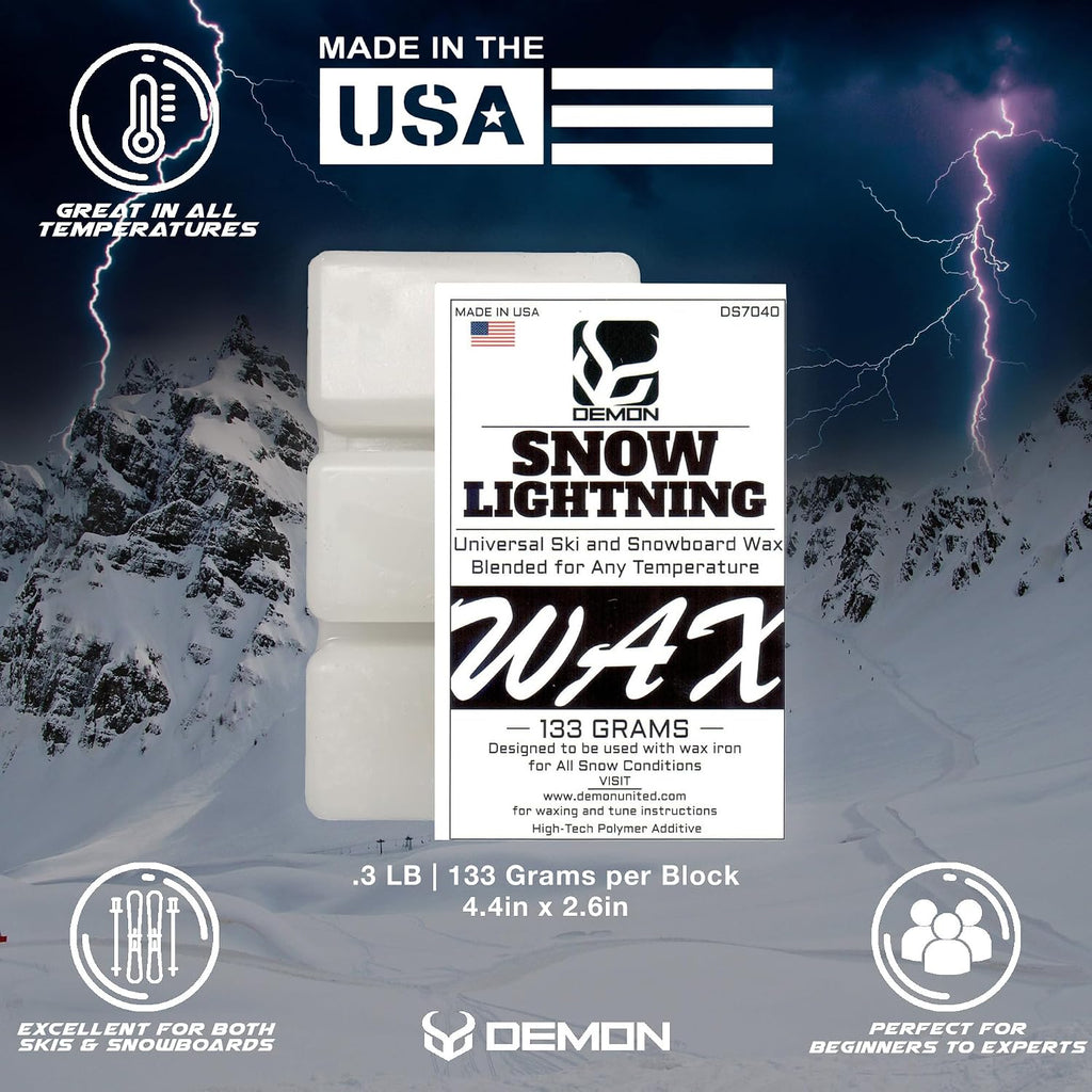 DEMON UNITED USA Diamond Star Edition Ski & Snowboard Tuning Kit, All Season Snow Conditions Wax Kit, Hot Wax Iron, Wax Apron, Nylon Brush, Brake Retainers