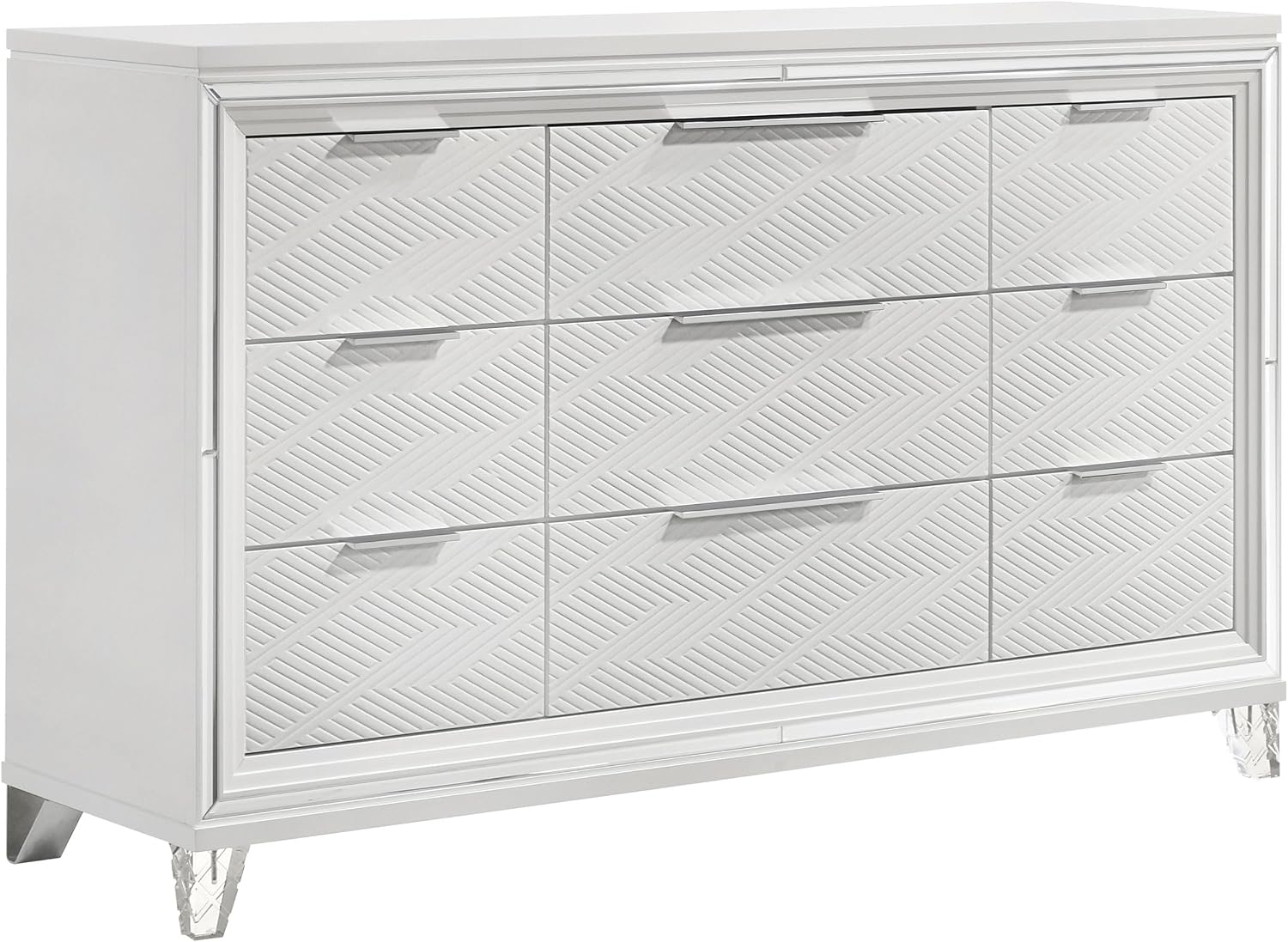 Coaster Home Furnishings Marmore Contemporary 64-inch 9-Drawer Bedroom Dresser Clothing Storage Cabinet Wide Chest of Drawers Organizer Unit White 224963