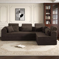 KEIKI 6-in-1 Folding Convertible High Back Sofa Sleeper, 106' Oversized Modular Sectional Corduroy Upholstered L Shape Couches for Living Room, Ergonomic Support for Loft Living Space, Brown