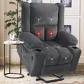 Small-Size Lift Chair for Elderly, Recliner Chair with Massage & Heat, Electric Lift Recliner Chair for Living Room with Side Pocket, USB & Type-C Charge Port, Grey