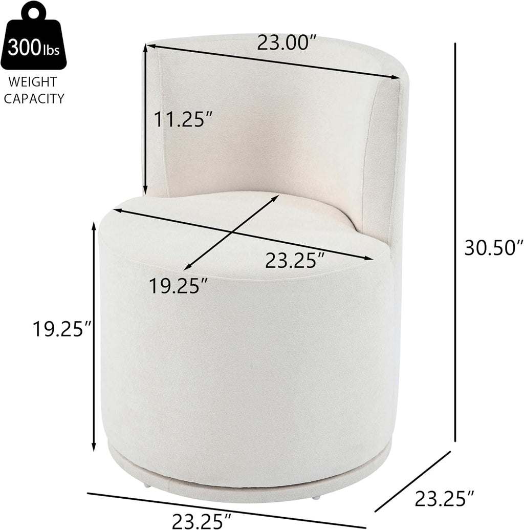 Christopher Knight Home Silla Modern Upholstered 360° Swivel Accent Chair, Wooden Living Room Slipper Chair with Rotation, Comfy Reading Chair for Bedroom, Light Beige
