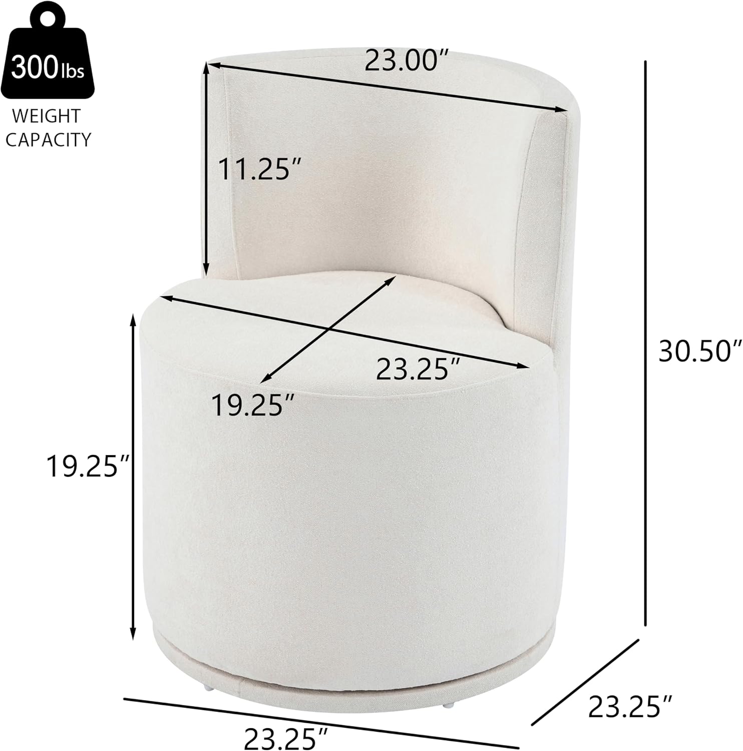 Christopher Knight Home Silla Modern Upholstered 360° Swivel Accent Chair, Wooden Living Room Slipper Chair with Rotation, Comfy Reading Chair for Bedroom, Light Beige