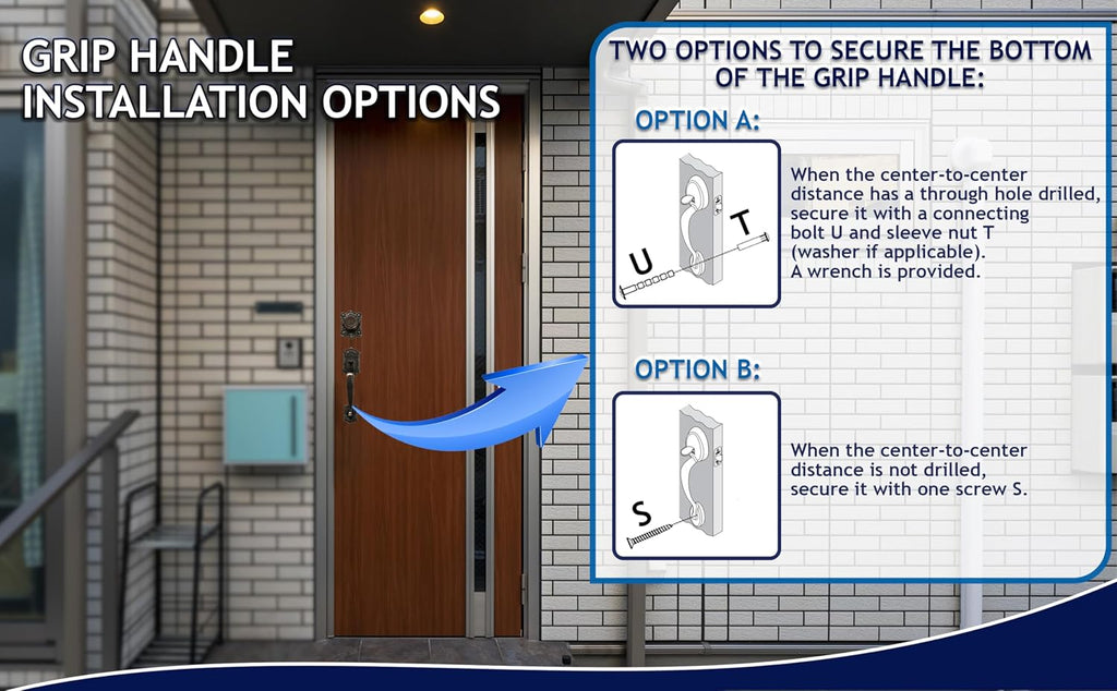 Zita_G Single Front Door Hardware Set, Heavy Duty Entry Door Lock Set with Exterior and Interior Grip Handles and deadbolt, Antique Brass.