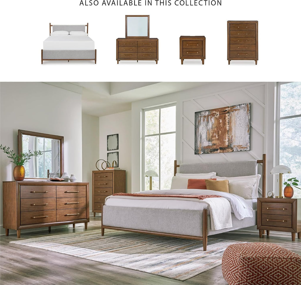 Signature Design by Ashley Lyncott Casual 5 Drawer Chest with Felt-Lined Top Drawer and Safety Stop for Bedroom, Dark Brown