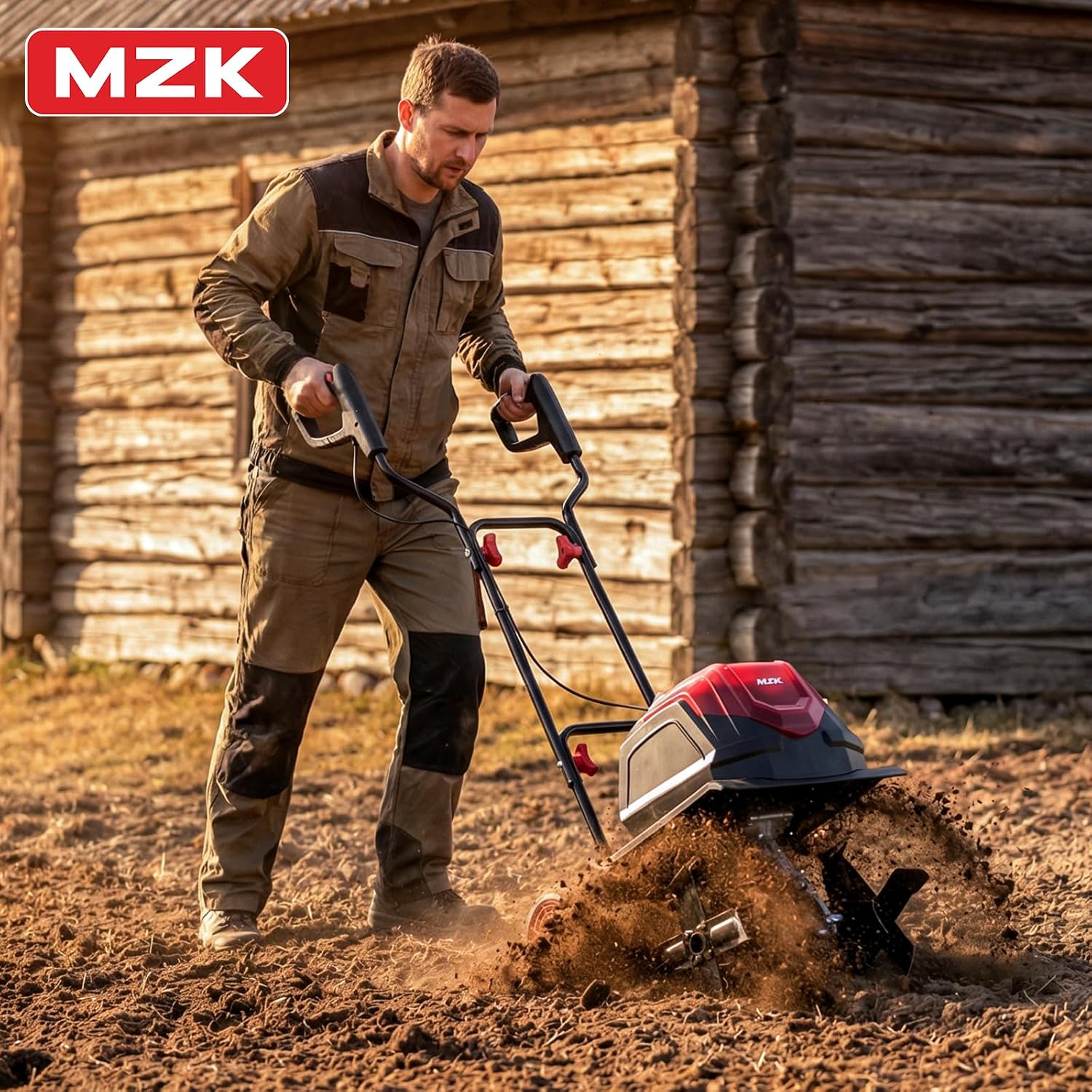 MZK 40V 12-inch Cordless Garden Tiller, 12In Width and 8.6In Depth Garden Rototiller,Battery Powered Garden Cultivator for Lawn/Gardening/Soil Cultivation(2 * 4.0Ah Battery&Charger Included),TC12D02