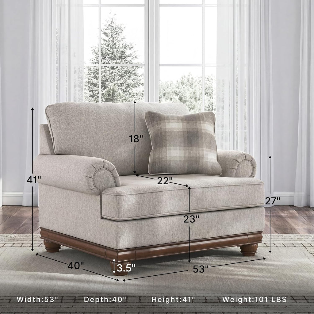 Signature Design by Ashley Stoughton Transitional Oversized Chair with Reversible Cushions and Rolled Arms, Light Gray