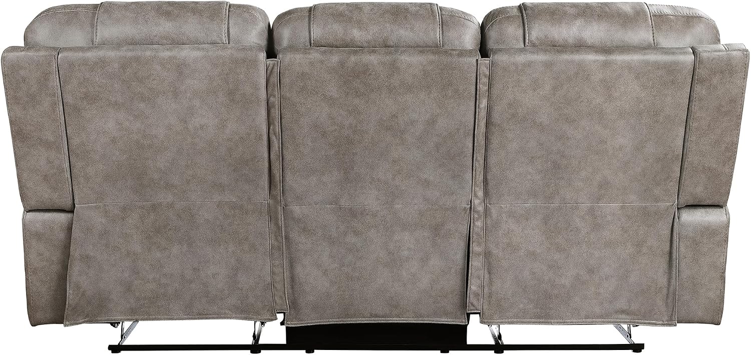 Lexicon Reclining Sofa for Living Room, Double Recliner RV Couch, Manual Wall Hugger Recliner Home Theater Seating Microfiber Reclining Couch, 87''W Sofa, Grayish Brown