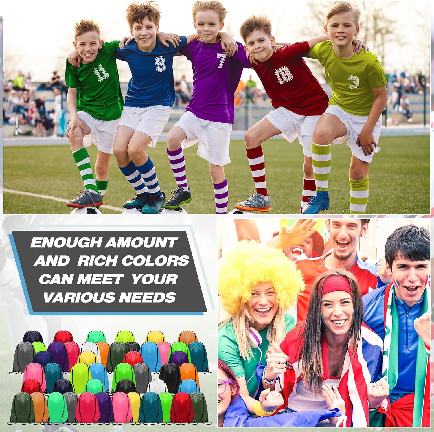 Shappy Drawstring Backpack Bulk Sports Gym Cinch Bag Polyester String Bag for Men Women(20 Colors,400 Pcs)