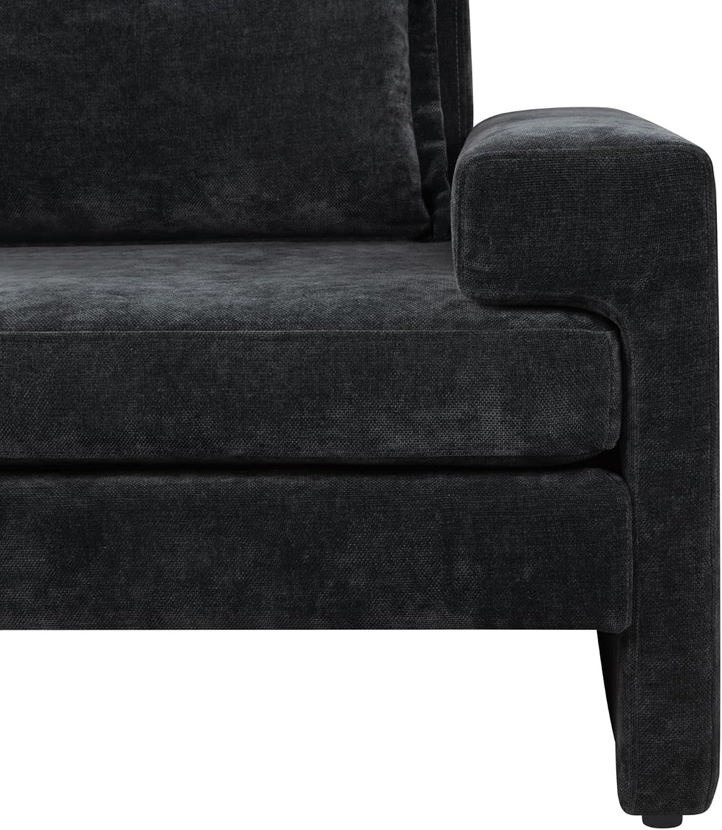 Christopher Knight Home Aylen Modern Chenille Upholstered Accent Chair with Wide Armrests, Wooden Living Room Club Chair, Bedroom Comfy Reading Chair with Back Pillow, Black