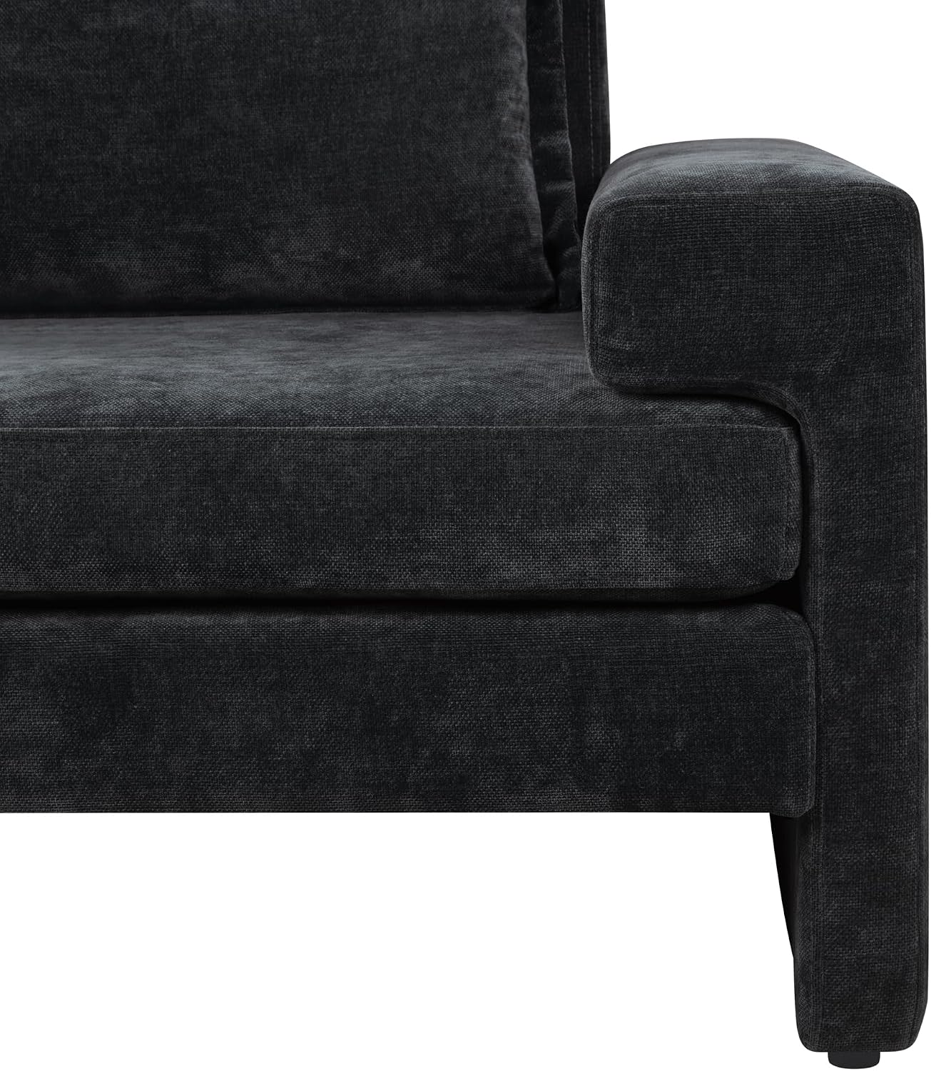 Christopher Knight Home Aylen Modern Chenille Upholstered Accent Chair with Wide Armrests, Wooden Living Room Club Chair, Bedroom Comfy Reading Chair with Back Pillow, Black