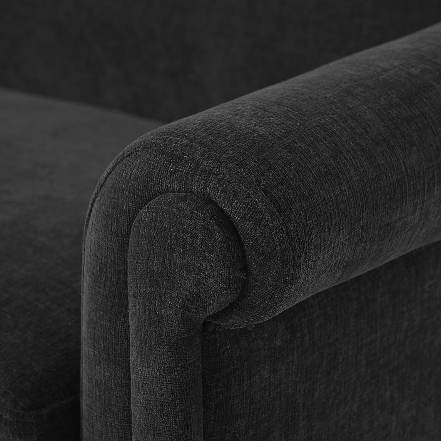 Christopher Knight Home Sola 77.5'' Modern Chenille Upholstered Loveseat Sofa with Rolled Armrest and Rubberwood Frame, 2-Seater Home Sofa Living Room, Comfy Couch for Hotel/Apartment, Dark Grey