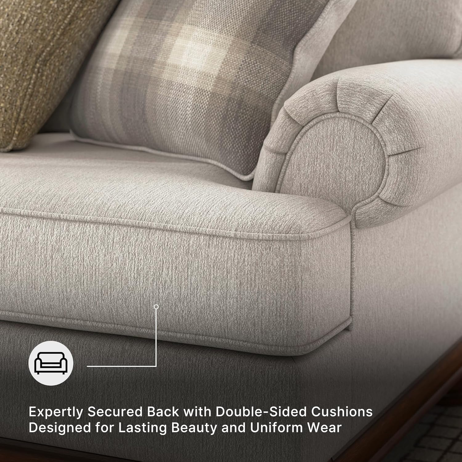 Signature Design by Ashley Stoughton Transitional Oversized Chair with Reversible Cushions and Rolled Arms, Light Gray