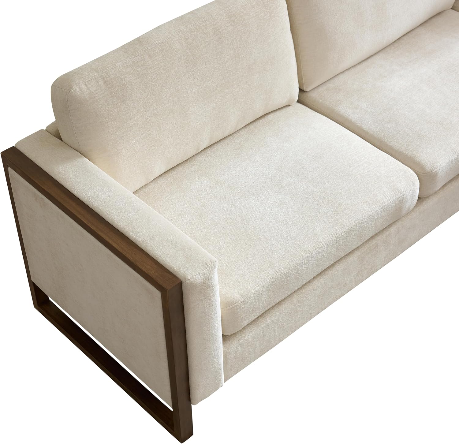Christopher Knight Home Azir 104.00' Wooden Frame Modular L-Shape Sofa Couch, Modern Sectional Sofa with Thick Cushions for Living Room, Comfy Fabric Upholstered Couch with Deep Seat, Beige