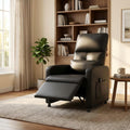 Power Recliner Chair, Electric Recliner with Memory Function & USB Port, Overstuffed PU Leather Living Room Chair with Side Pockets, Ergonomic Home Theater Seating Black