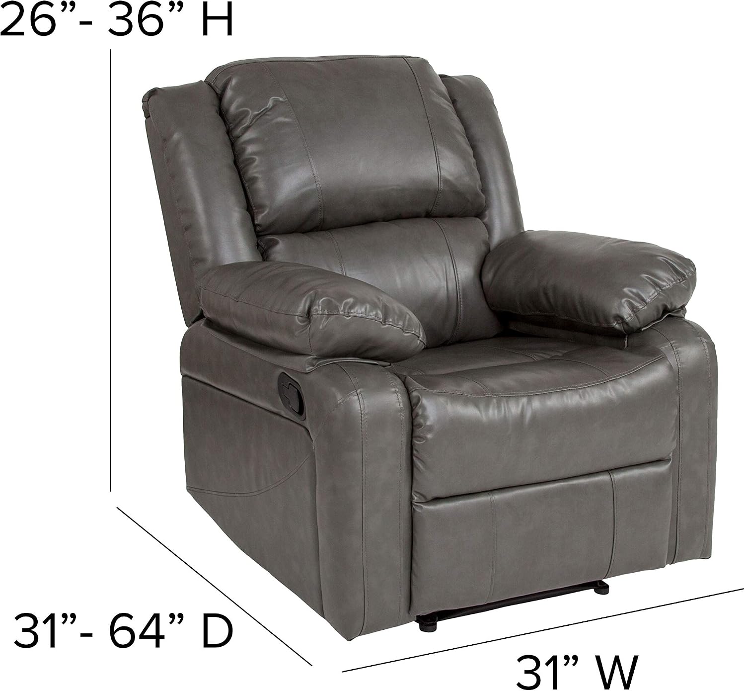 Flash Furniture Harmony Series Gray LeatherSoft Recliner