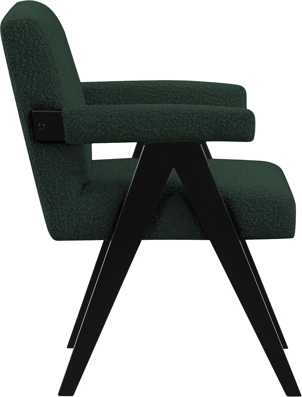 Meridian Furniture 481Green Woodloch Collection Mid-Century Modern Boucle Fabric Upholstered Accent Chair with Rich Green Boucle Fabric, Black Finish Solid Wood, 24.5' W x 23.5' D x 32' H, Green