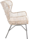 SAFAVIEH Home Collection Lenu Rattan Cushion Accent Chair, Grey White Wash/Black (ACH6510A)