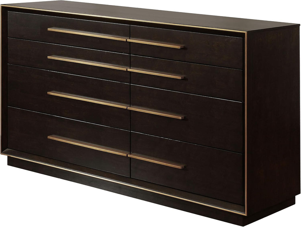 Coaster Home Furnishings - Durango - Wood - 8-Drawer Dresser with Metallic Pulls, Metal Extension Glide, and Felt-Lined Top, Contemporary Style - Smoked Peppercorn - 223263