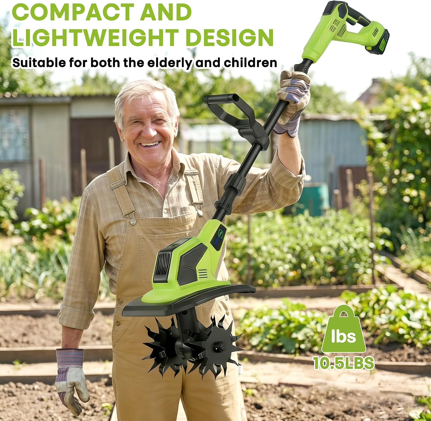 Cordless Electric Tiller for Gardening with 2 x 4.0AH Batteries, 9' Width & 6.7' Depth, 48 Steel Tines, Lightweight Rototiller for Soil Cultivation/Lawn, Gardening Gifts for Parents, Seniors