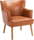 SAFAVIEH Home Collection Delfino Cognac Faux Leather/Natural Accent Chair