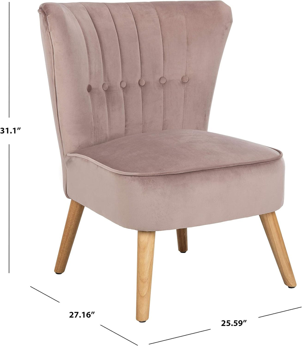 Safavieh Home June Retro Glam Mauve Velvet and Natural Accent Chair