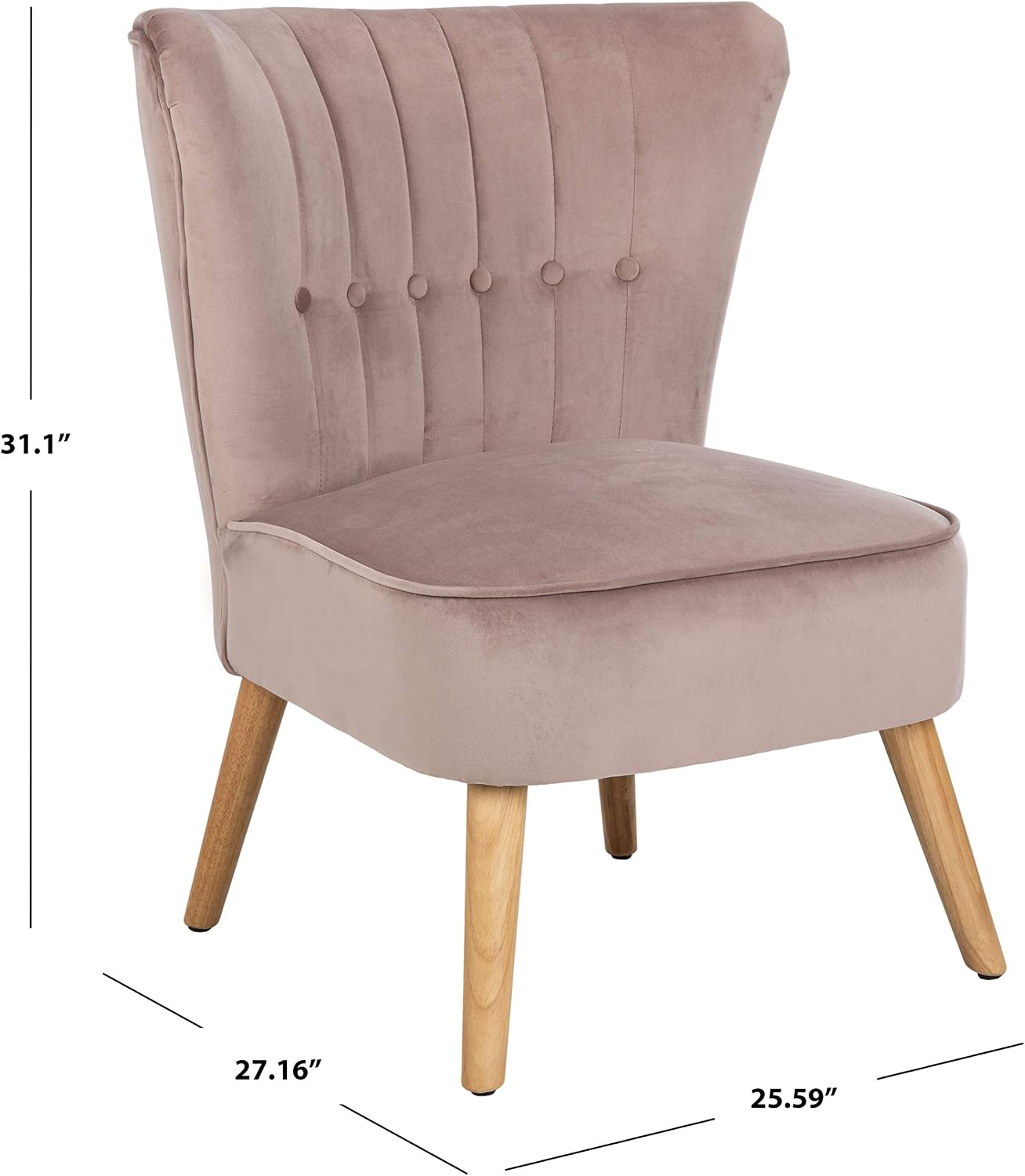 Safavieh Home June Retro Glam Mauve Velvet and Natural Accent Chair