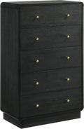 Coaster Home Furnishings - Cavelle - Wood - 5-Drawer Chest with Brass Ball Knobs, Flat Panel Fronts and Metal Glides - Mid-Century Modern - Bedroom - Black - 223665