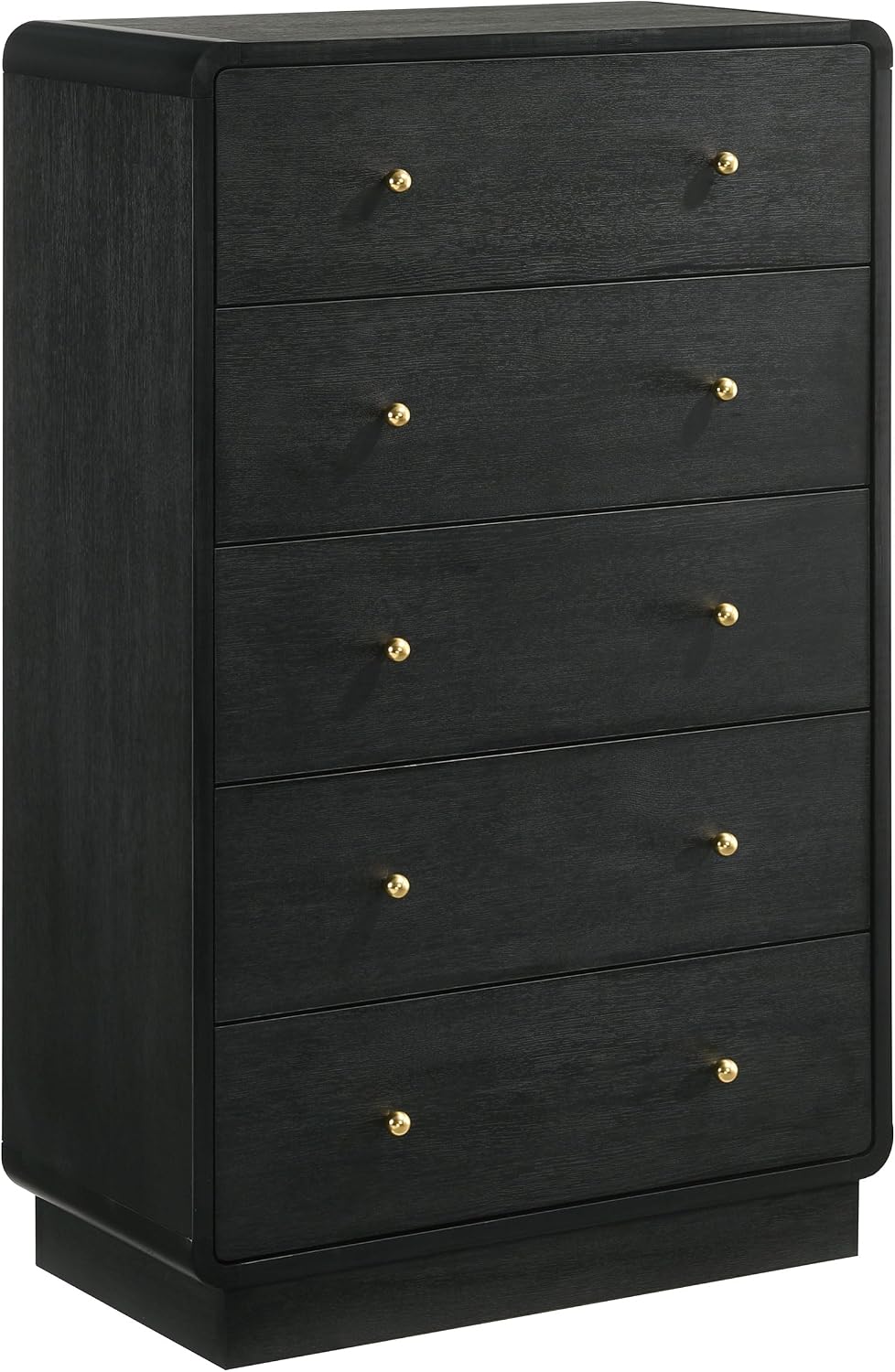 Coaster Home Furnishings - Cavelle - Wood - 5-Drawer Chest with Brass Ball Knobs, Flat Panel Fronts and Metal Glides - Mid-Century Modern - Bedroom - Black - 223665