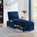 3 in 1 Convertible Sleeper Sofa Chair, Velvet Tufted Single Pull Out Couch Bed with Adjustable Backrest and Pillow, Multi-Function Chaise Lounge with Pockets, for Livingroom, Home Office,Navy