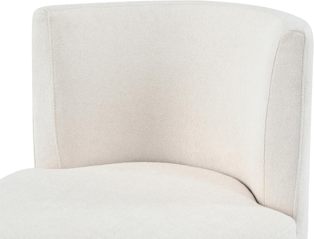 Christopher Knight Home Silla Modern Upholstered 360° Swivel Accent Chair, Wooden Living Room Slipper Chair with Rotation, Comfy Reading Chair for Bedroom, Light Beige