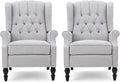 Christopher Knight Home Earlean Fabric Recliner (Set of 2), Light Gray, Dark Brown