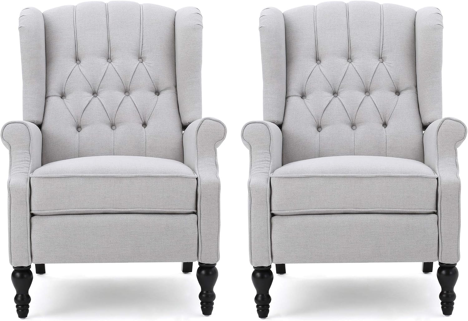 Christopher Knight Home Earlean Fabric Recliner (Set of 2), Light Gray, Dark Brown