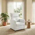 Power Recliner Chair with Electric Adjustable Back USB Port & Side Pockets, Single Overstuffed Recliner Chair for Living Room, Bedroom, or Home Theater, Beige White