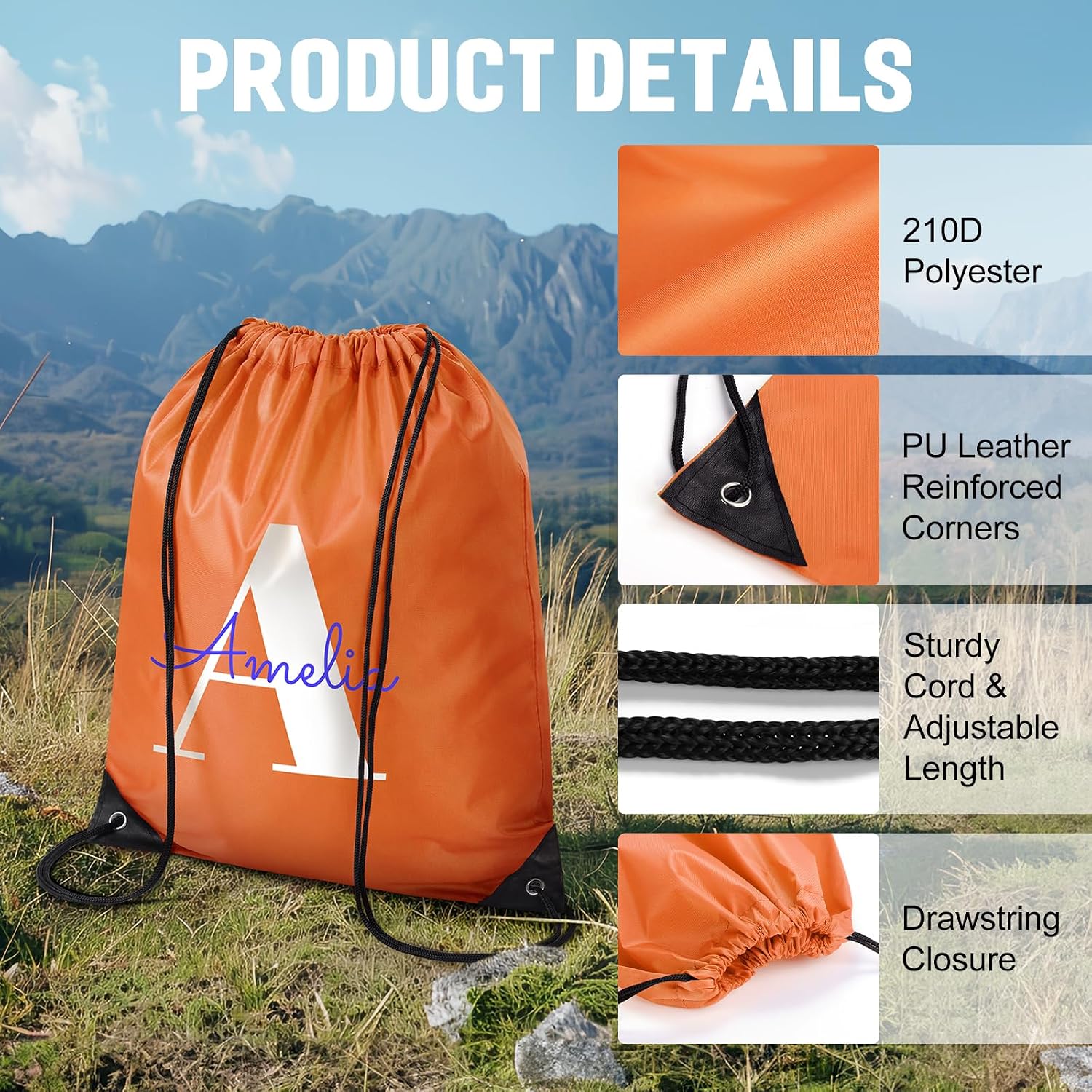Fyore Custom Drawstring Bags with Logo, 10/50/100 Pack Bulk Personalized String Backpacks for Gym, Sports, Events, Travel, Daily Use, Business Activities